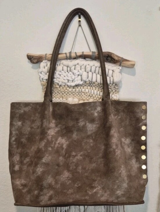 Hammitt Handbags - Hammitt Brown Metallic Shimmer Suede Brushed Gold Rivets Oliver Tote Bag